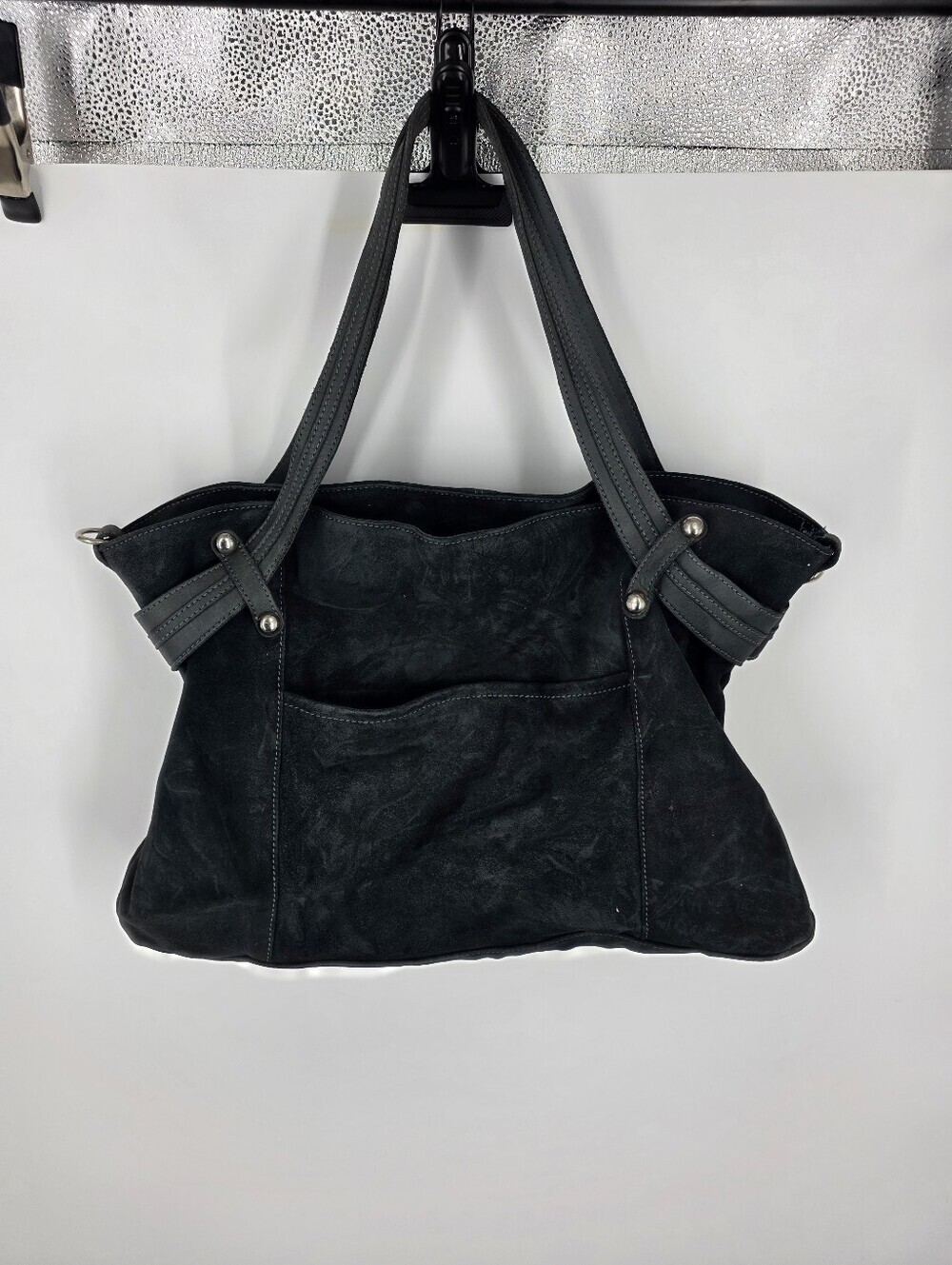 Innue Italy Green Suede Leather Tote Handbag Large Slouchy Hobo Shoulder Bag
